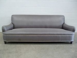 Mint Standard-Arm "Jules" Large 3-Seat Sofa in Metallic-Weave Romo "Zinc" Fabric