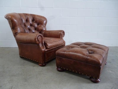 Armchair Chair Ottoman, Ralph Lauren Leather Chairs