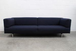 Rare Sublime Cassina 250 "Met" Large 3-Seat Sofa in Navy Blue Canvas Fabric