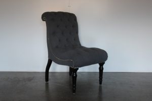 Mint Bespoke Button-Back "Brewster" Chaise Armchair Chair in Grey Zoffany Fabric