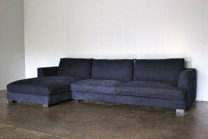 Mint BPA International 4-Seat L-Shape Sectional Sofa in Indigo Blue Denim Fabric