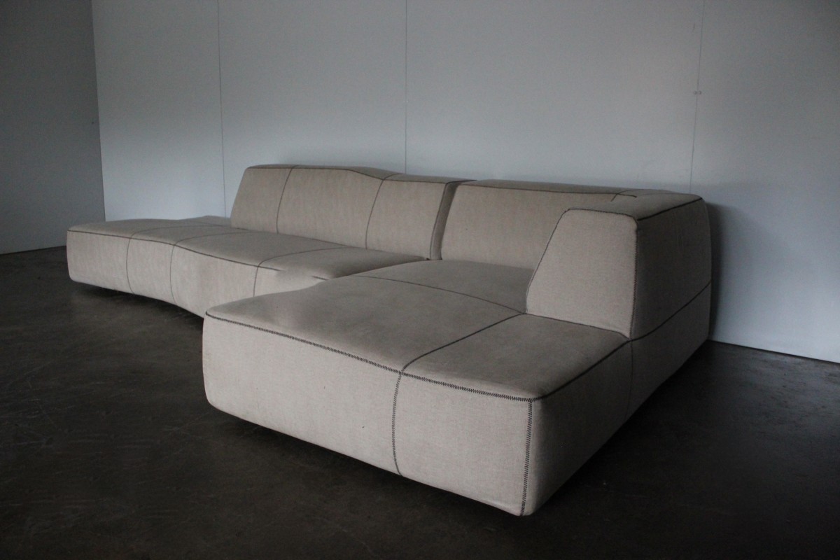 Mint B&B Italia "Bend" L-Shape Sectional Sofa In Neutral "Evita" Fabric ...