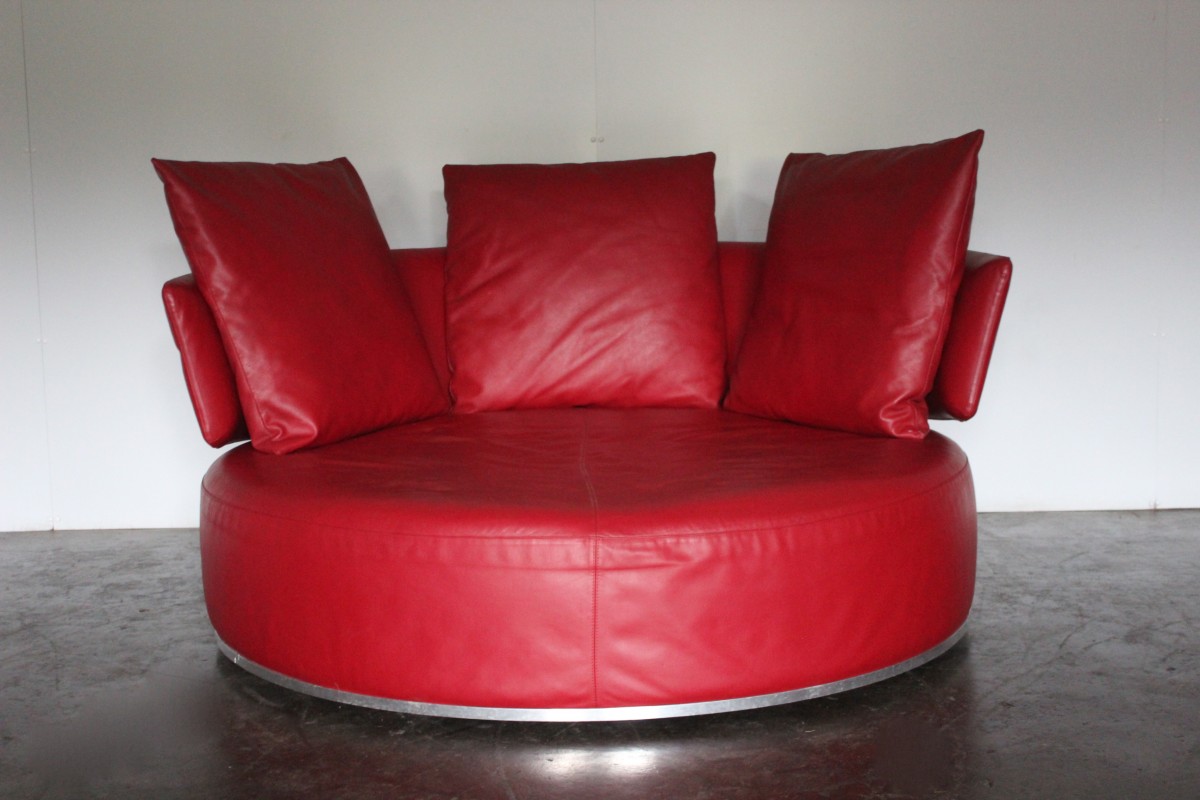 Rare Sublime B&B Italia "Amoenus" Round Circular Ottoman Sofa In Red ...