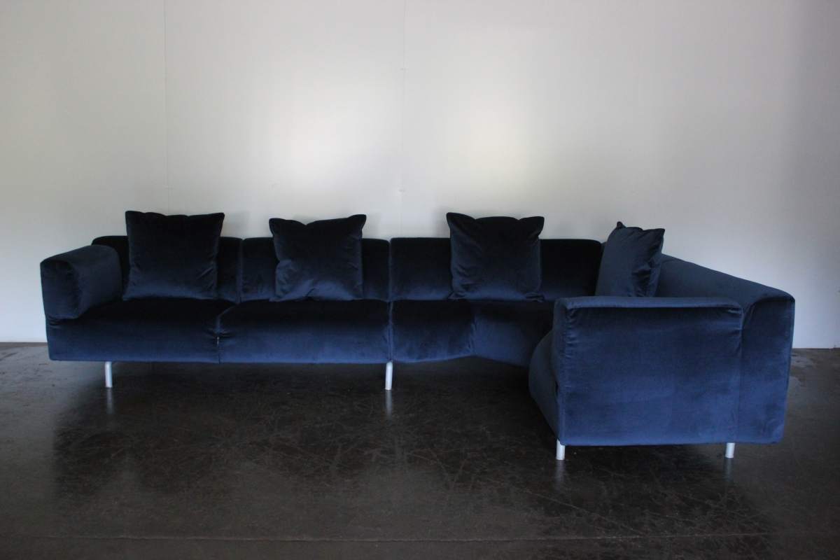 Mint Huge Cassina 250 Met L Shape Sectional Sofa In Navy Blue Velvet 2 Av Ebay