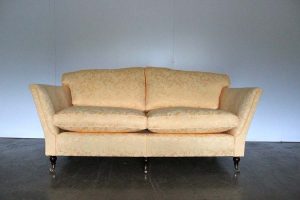 Elegant Pristine Duresta "Ruskin" 3-Seat Large Sofa in Yellow Gold Floral Fabric