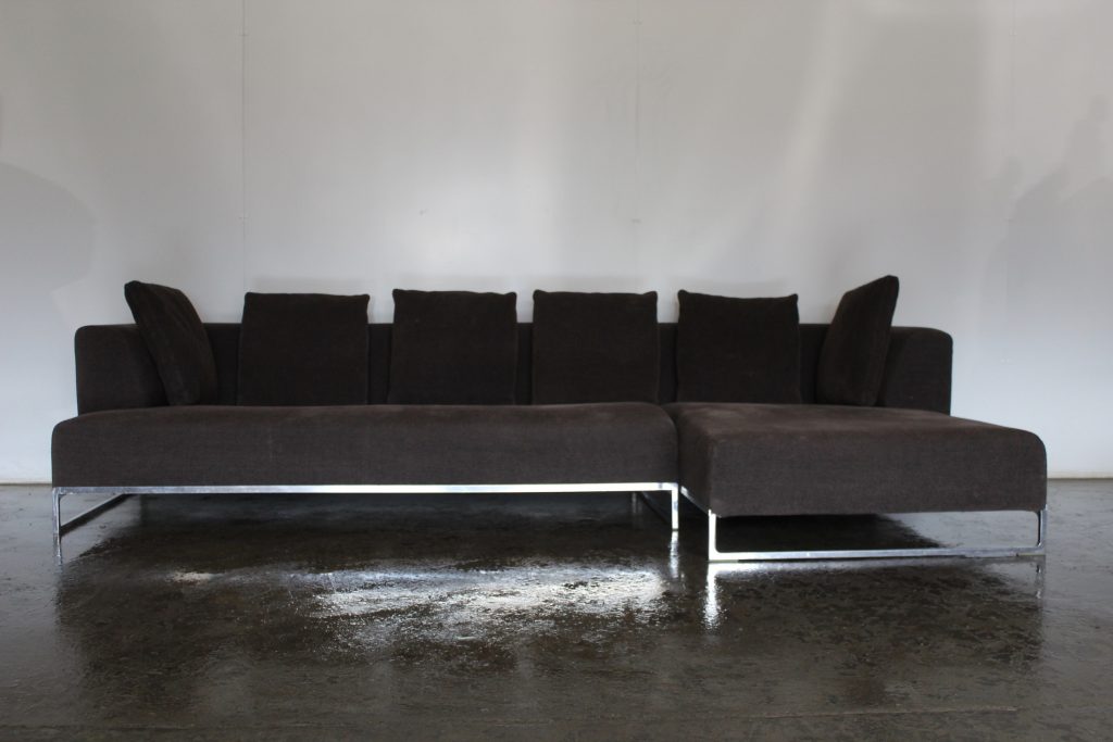 Superb B&B Italia "Solo" L-Shape Sectional Sofa In Brown Black Woven ...