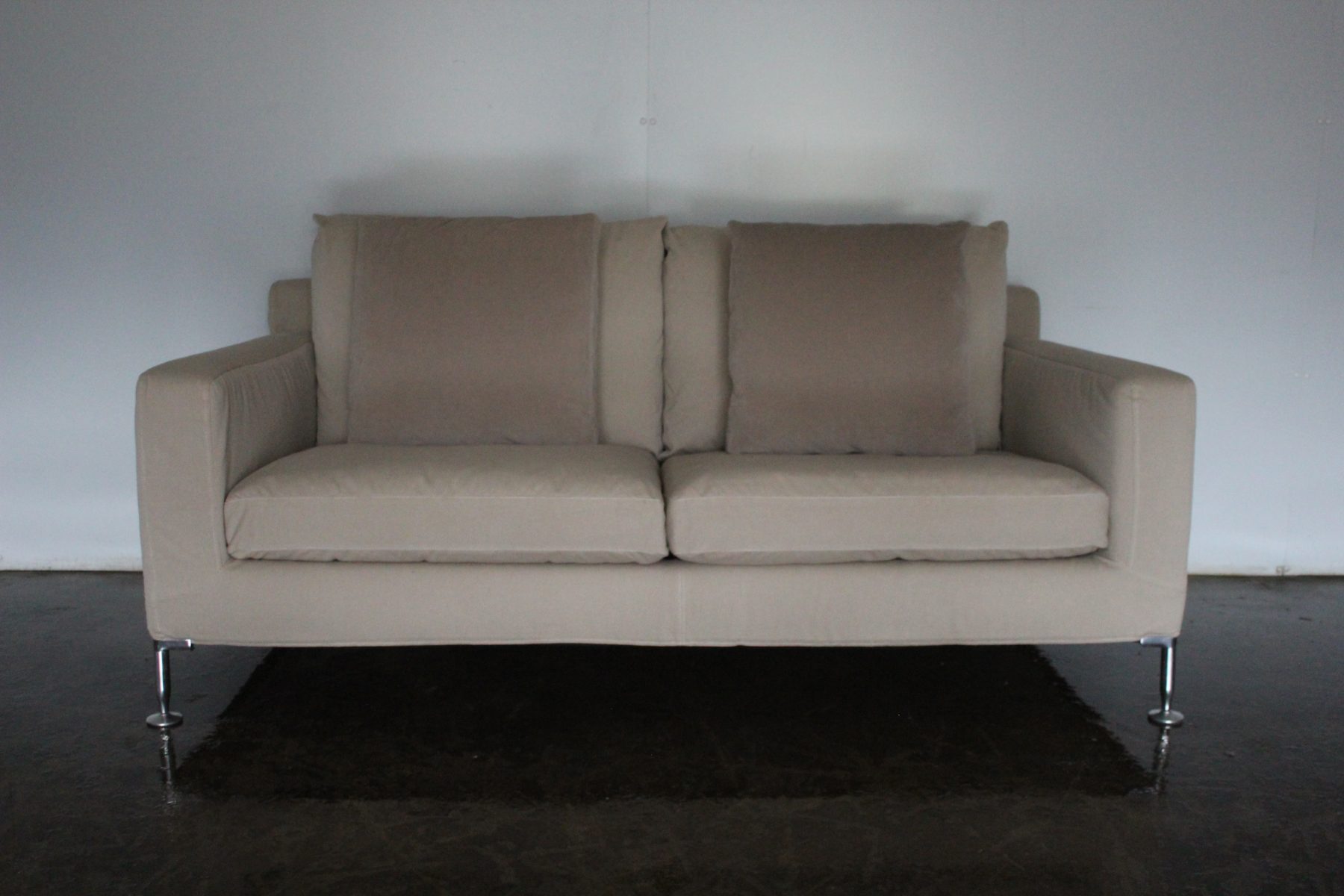 Rare Pristine B&B Italia “Harry 175” 2-Seat Sofa In Neutral Woven-Linen ...