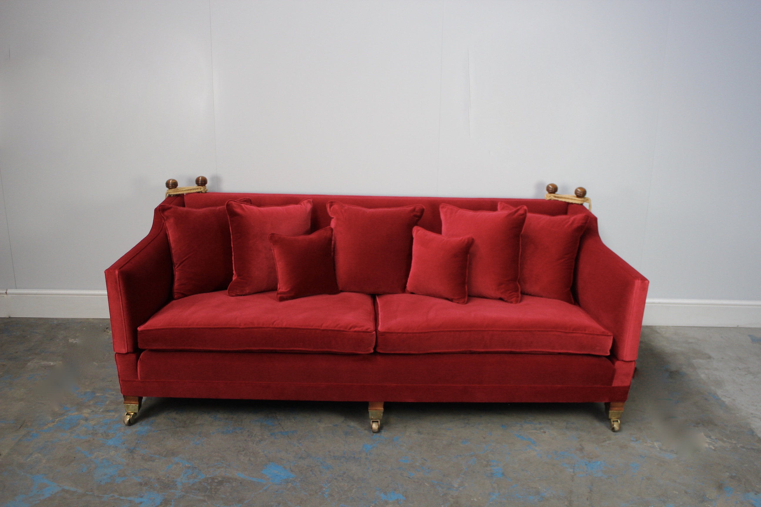 Huge Sublime Duresta "Trafalgar" 3-Seat Sofa in Raspberry Red "Brianza