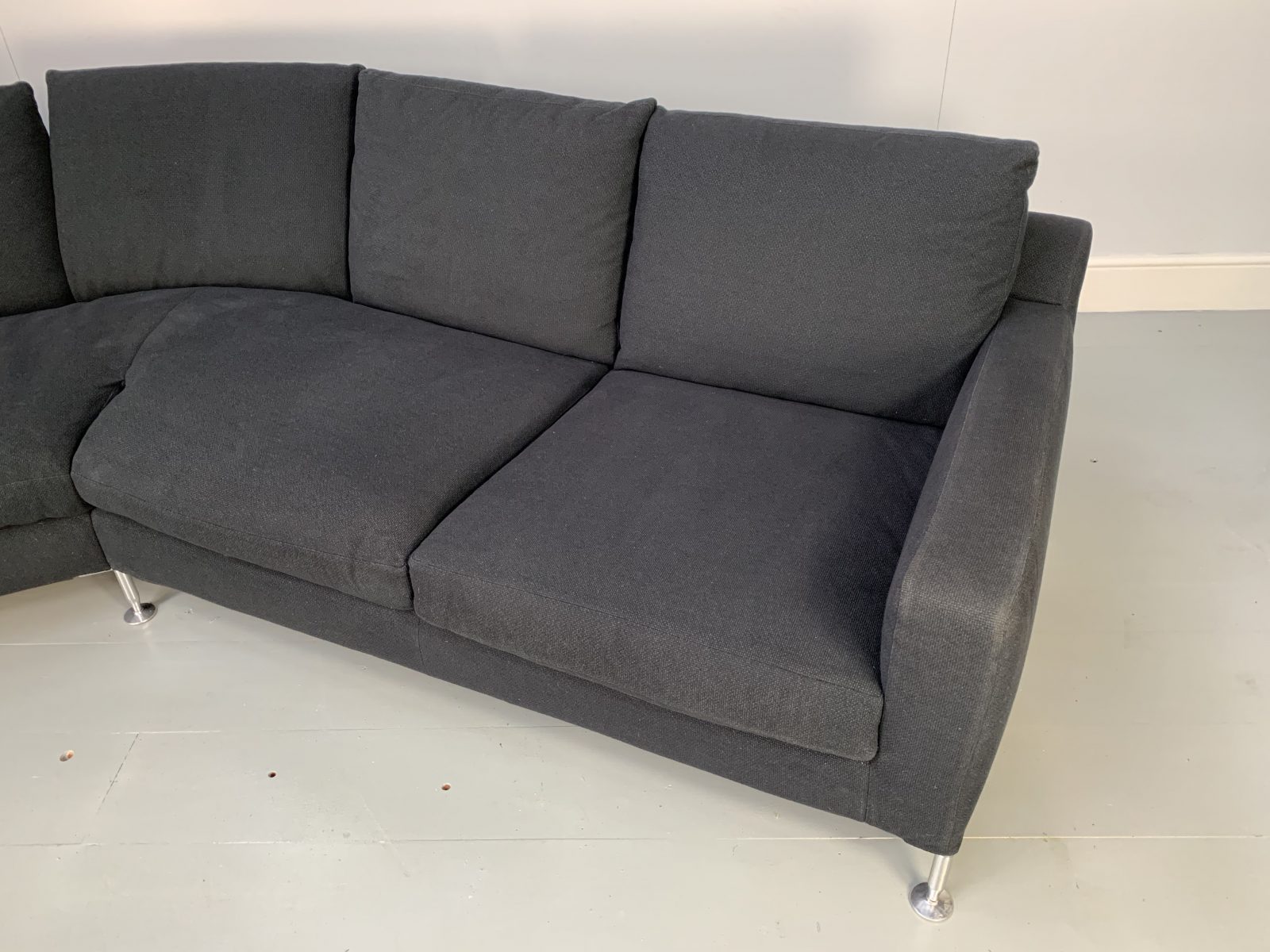 Superb B&B Italia “Harry HL375” 5-Seat Sofa In Black Grey Basketweave ...