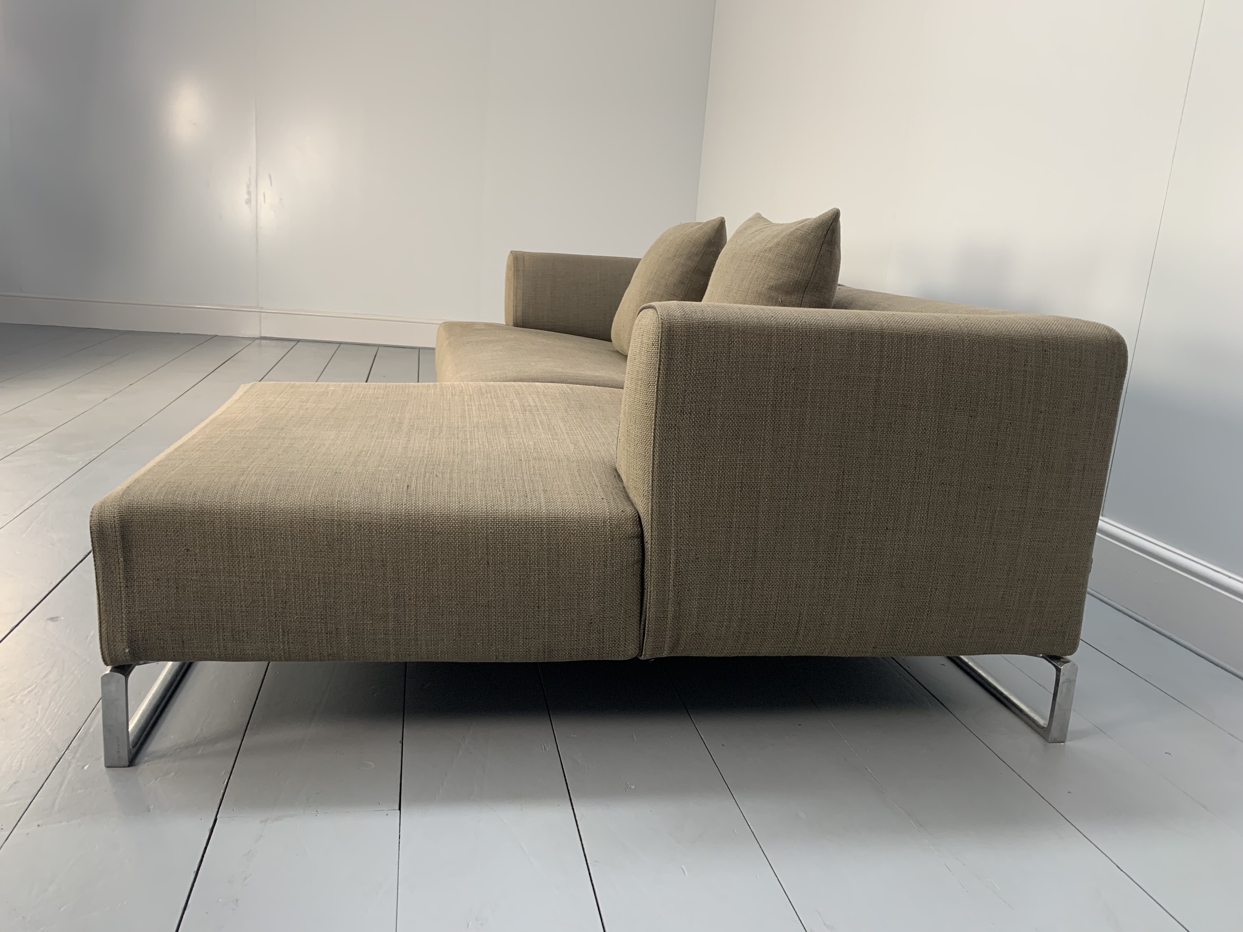 RRP £9000 - B&B Italia "Solo '14" L-Shape Sofa - In Brown Woven-Linen ...