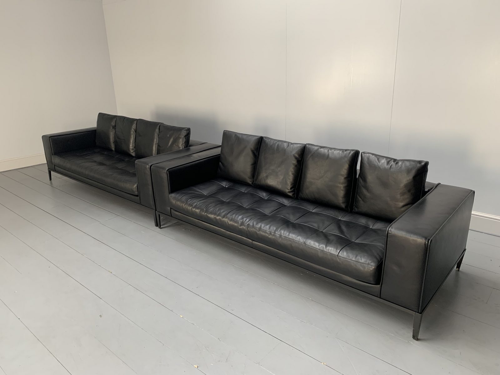 RRP £22,000 - Pair Of B&B Italia "Simplex " 4-Seat Sofas - In Black ...