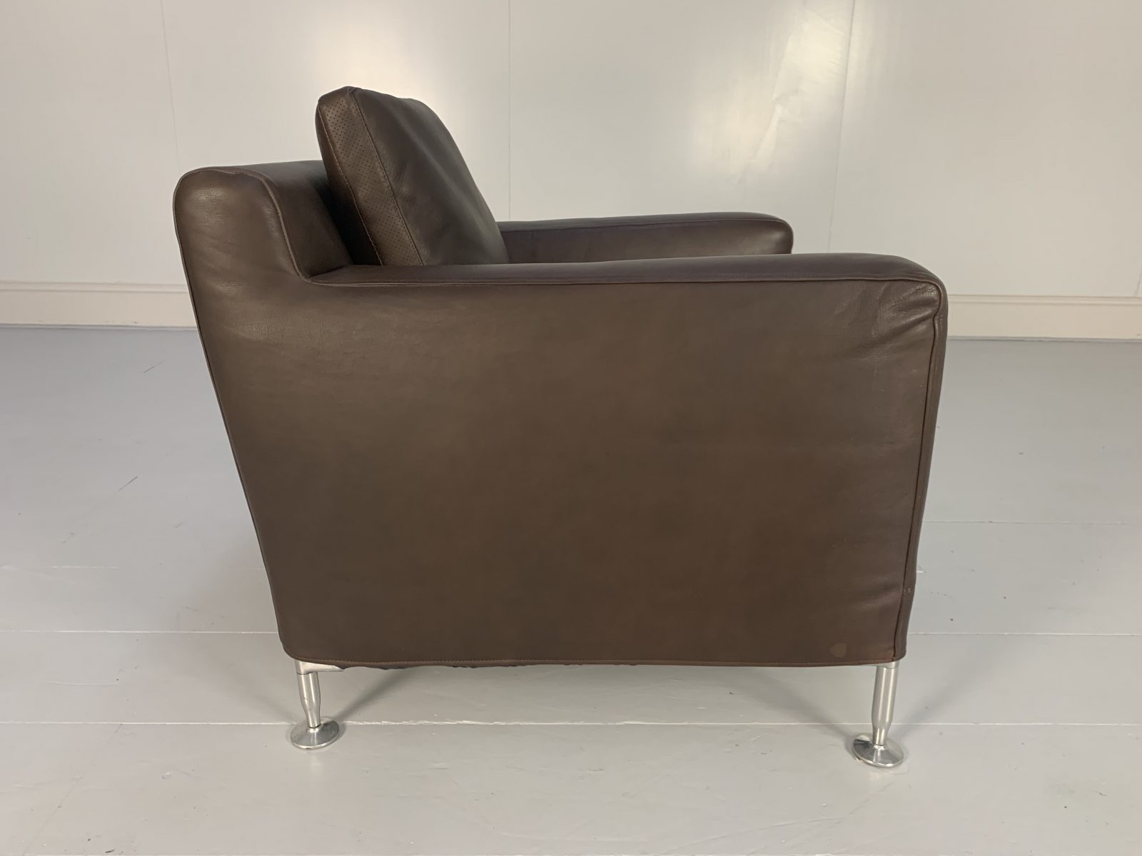 Pair Of B&B Italia "Harry H85" Armchairs - In Brown "Gamma" Leather ...