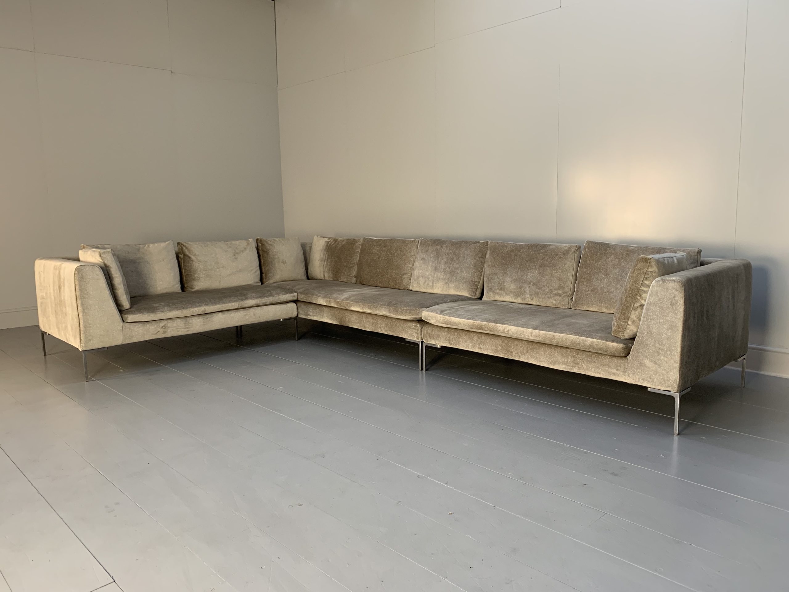 B&B Italia "Charles" Sofa - 7-Seat L-Shape - In Neutral Velvet - Lord ...