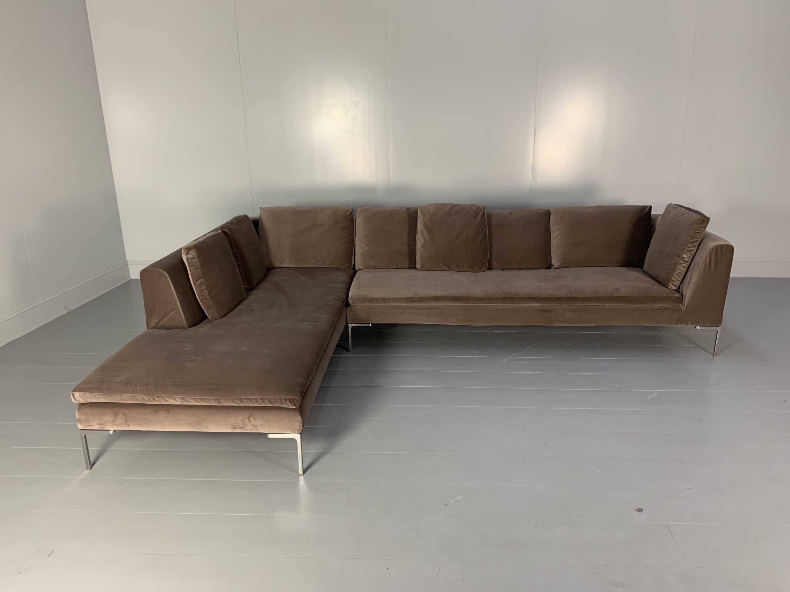 B&B Italia "Charles" Sofa - L-Shape Sectional - In Soft Pink Velvet - Lord Browns Furniture