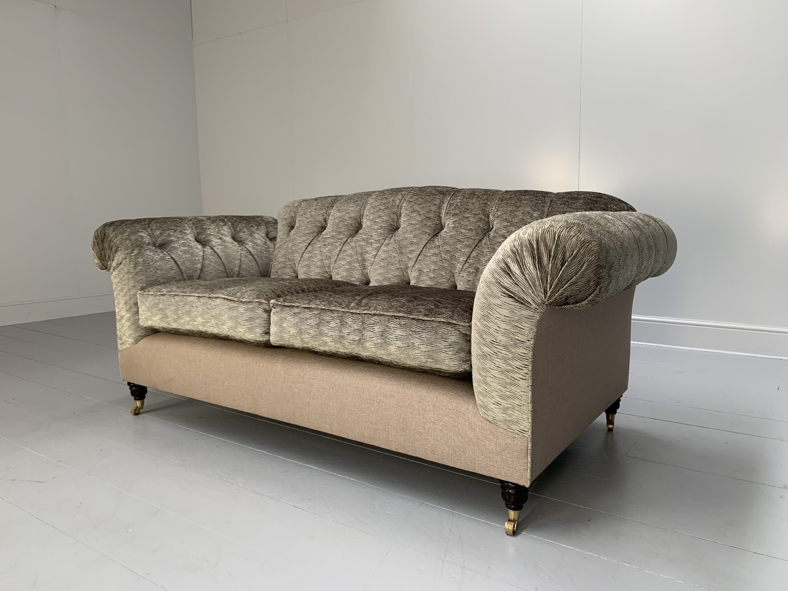 Bespoke "Chesterfield" 2.5-Seat Sofa - In Romo "Zinc" Chenille & Linen ...